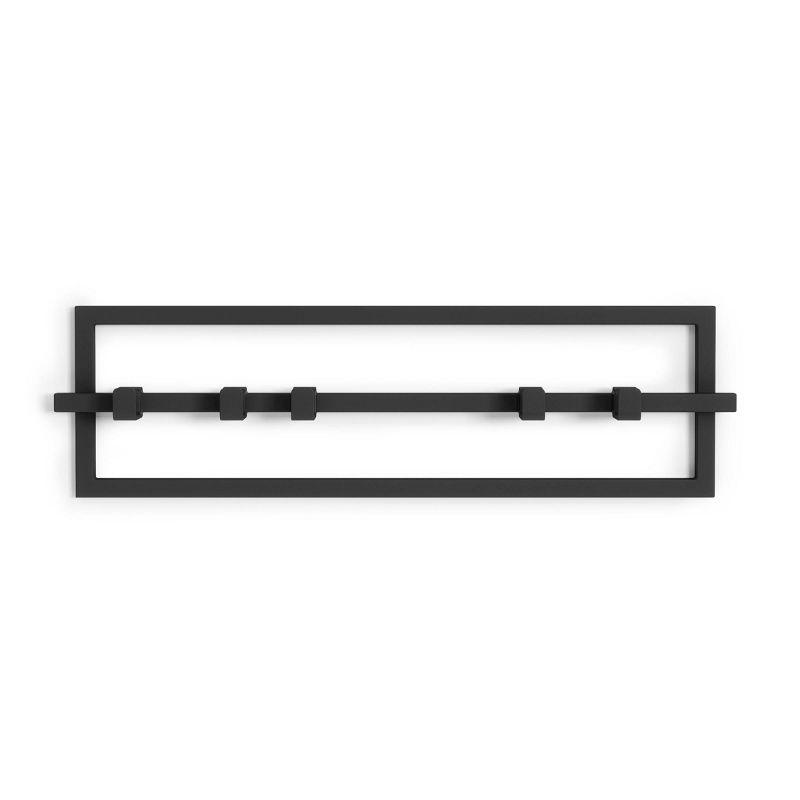 Black Steel Wall Hook with Movable Hooks