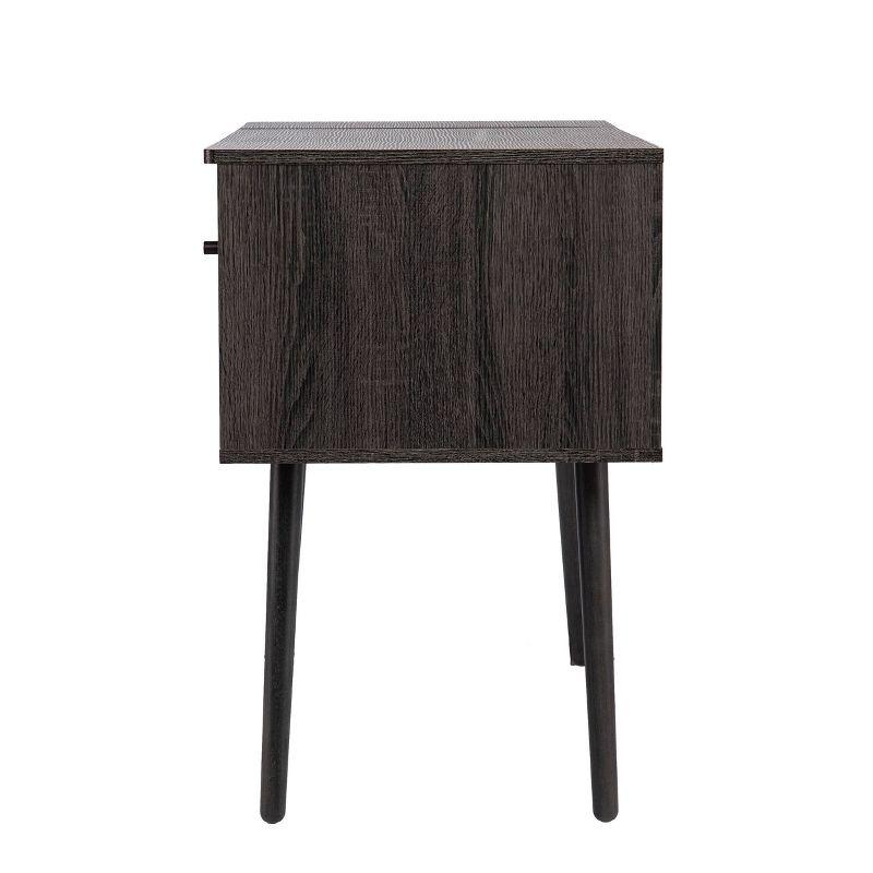 Harzen Storage Vanity with Mirror Black - Holly & Martin: Hidden Compartment, Telescoping Legs
