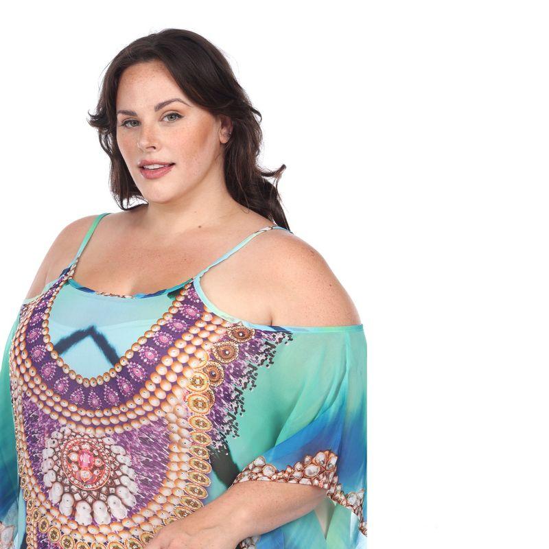 Women's Plus Size Sheer Caftan Maxi Dress Green One Size Fits Most Plus - White Mark