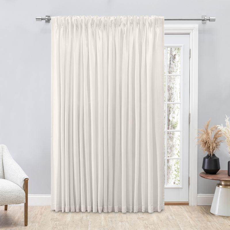 White Room-Darkening Pleated Patio Panel with Back Tabs