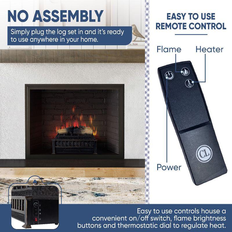 Country Living Infrared Electric Log Set Heater - Faux Logs Insert with Flickering Flames