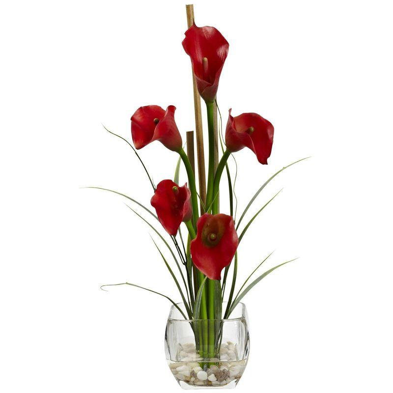 Nearly Natural Calla Lily Liquid Illusion Silk Flower Arrangement, Pink