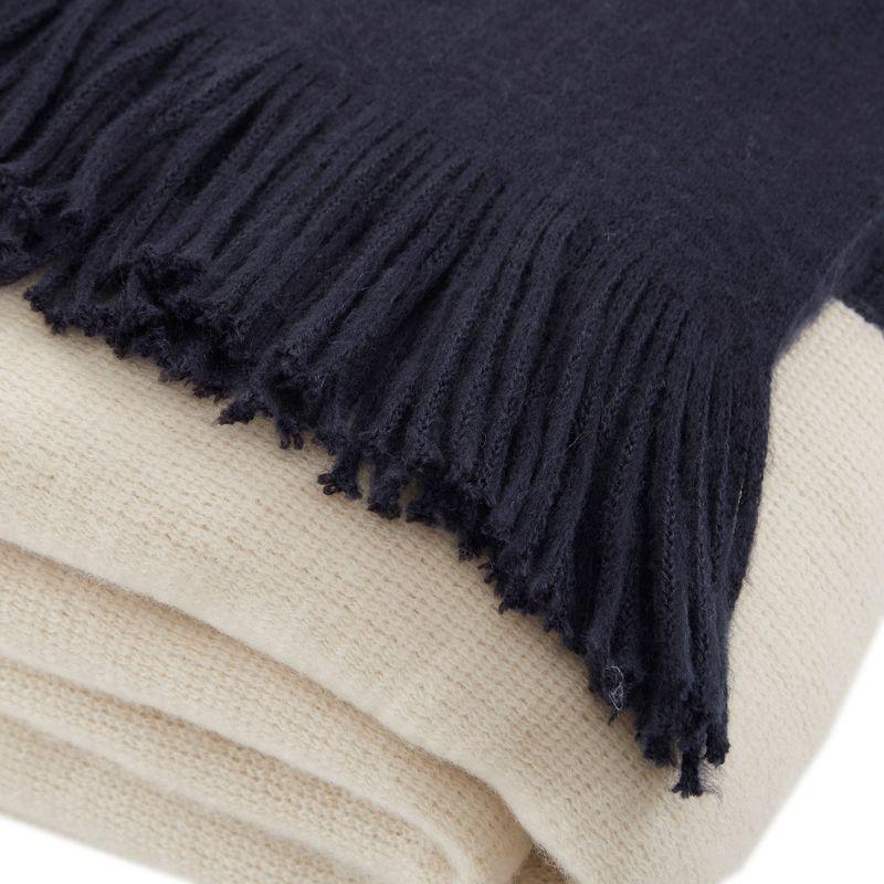 Halmstad Navy Color Block Soft Faux Cashmere Throw 50"x60"