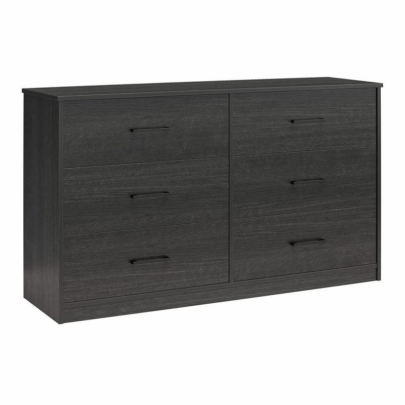 Ameriwood Home BrEZ Build Collection Pearce Wide 6 Drawer Dresser, Black Oak
