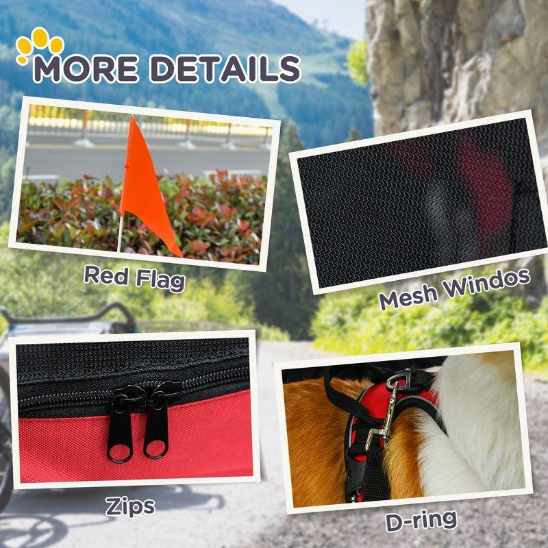 Aosom Dog Bike Trailer Pet Cart Bicycle Wagon Cargo Carrier Attachment for Travel with 3 Entrances Large Wheels & Mesh Screen - Red/ Black