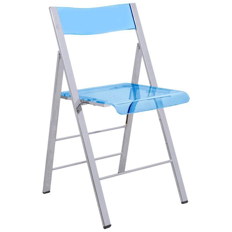 LeisureMod Menno Acrylic Folding Dining Chair with Iron Base