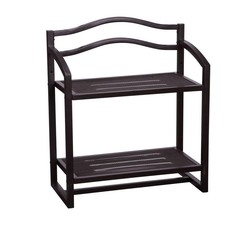 Household Essentials 2 Tier Metal Wall Mount Bathroom Storage Rack Espresso Brown: Over Toilet Shelves, Universal Storage