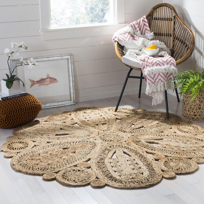 Handwoven Natural Jute Round Area Rug, 4' Diameter