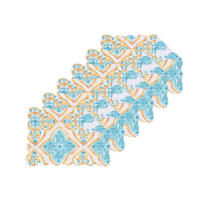 Highland Dunes Schmeling Terrace Medallion Cotton Quilted Rectangular Reversible Cotton Placemat (Set of 6)