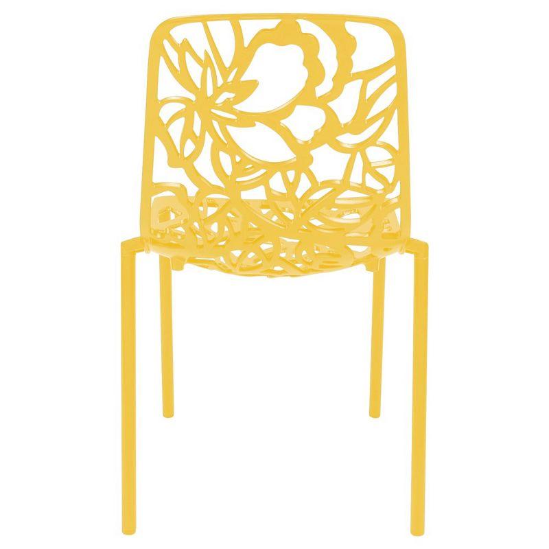 LeisureMod Devon Modern Aluminum Outdoor Stackable Dining Chair, Yellow