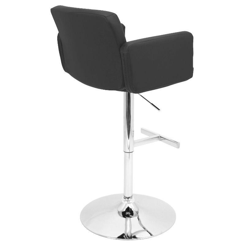 32" Stout Barstool Metal Black - LumiSource: Chrome Base, Adjustable, Swivel, Upholstered