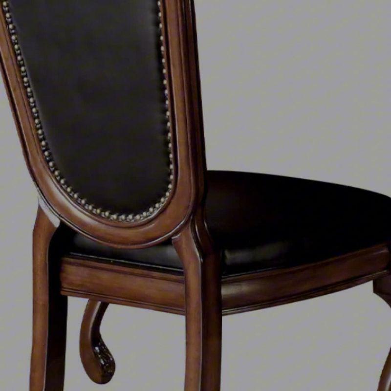 Chateau De Ville 23" Dining Chairs Black and Cherry - Acme Furniture: Elegant Nailhead Trim, High Backrest, PU Leather