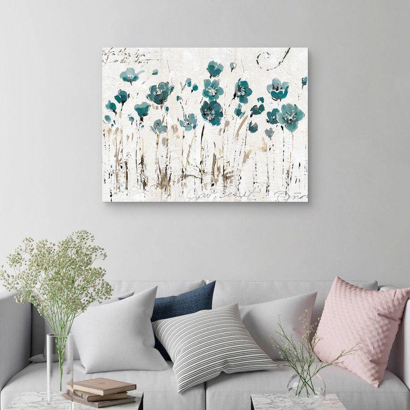 40.5" x 30.5" Abstract Turquoise Floral Canvas Wall Art