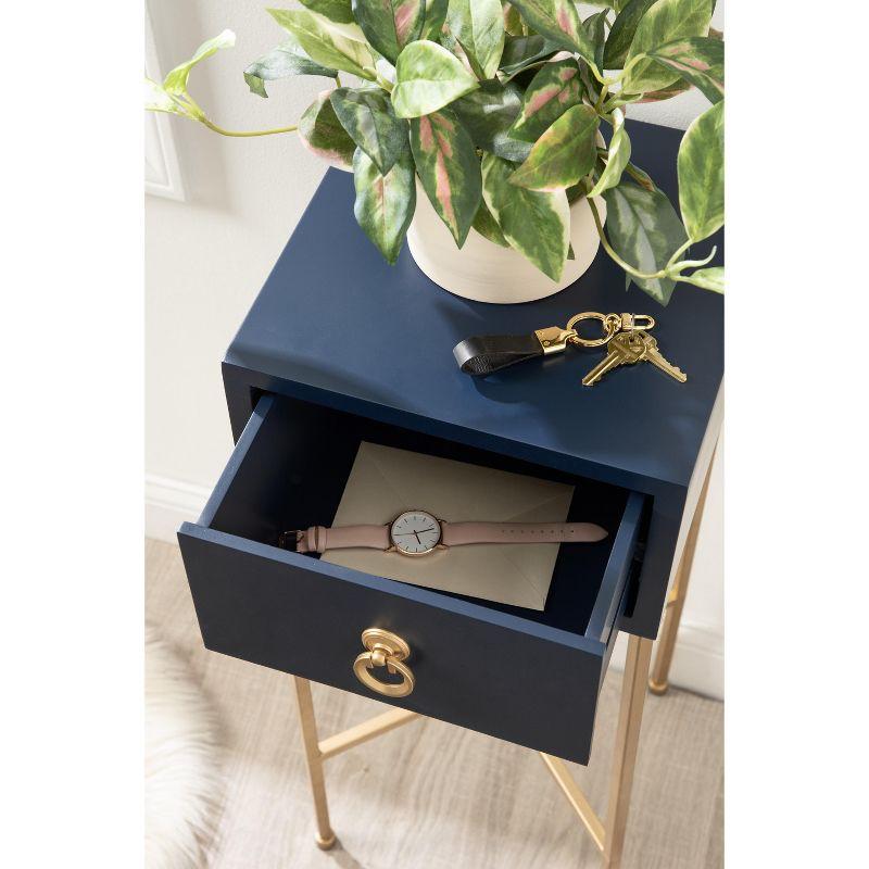 Kate and Laurel Decklyn Square MDF Tea Table, 11.75x11.75x30, Navy Blue