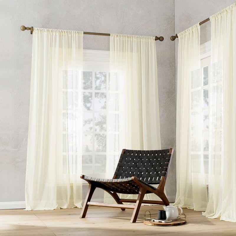 50"x63" Archaeo Sheer 100% Cotton Curtain Panel Cream: Transitional Voile Rod Pocket Indoor Drapery