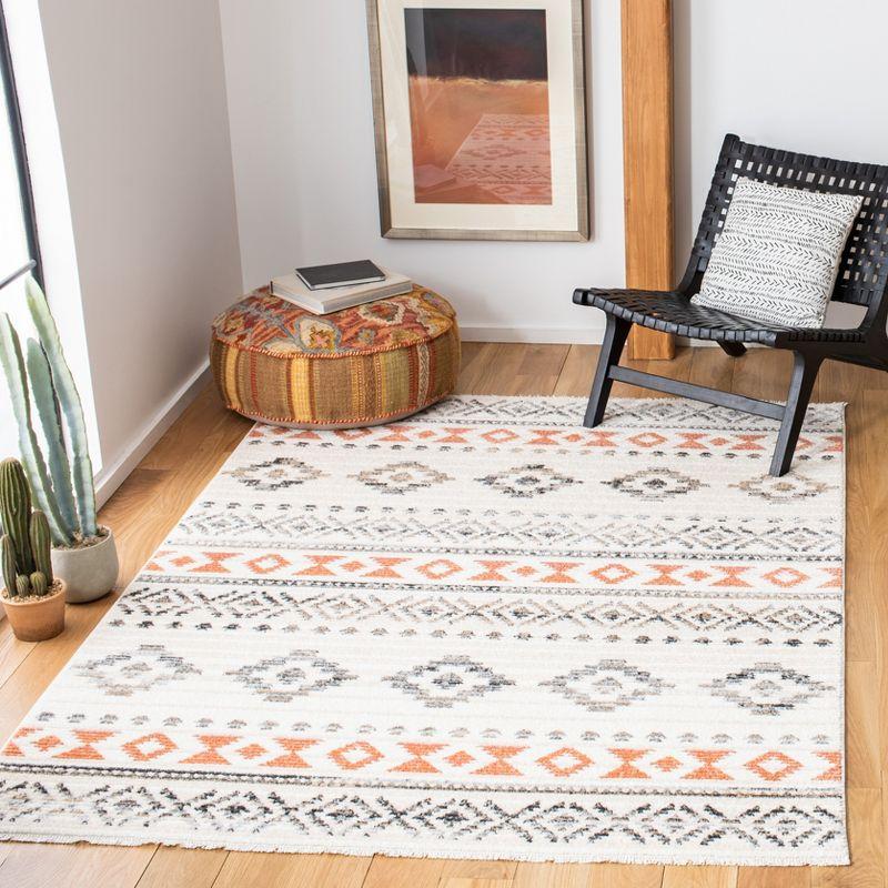 Ivory Square Stain-Resistant Synthetic Area Rug