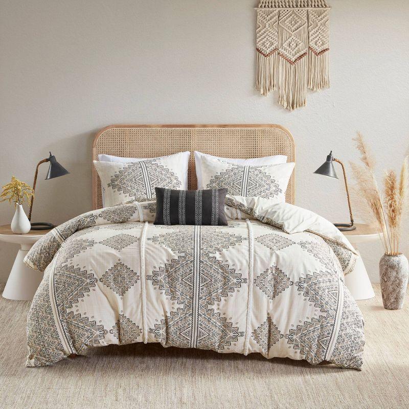 Ibiza 4 Piece Printed Duvet Cover Set with Throw Pillow