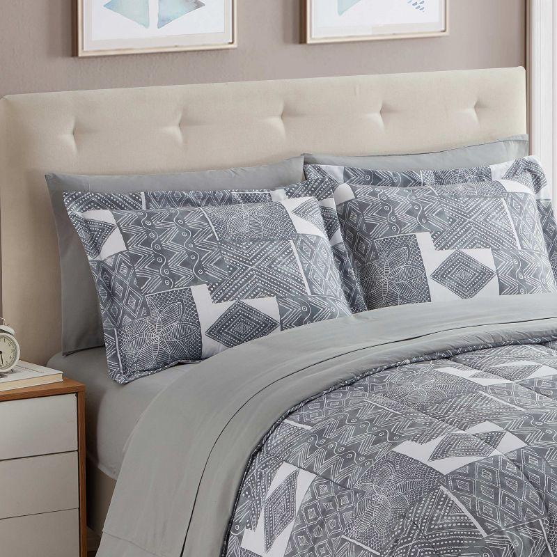 Tulsa King Gray and White Microfiber 7-Piece Comforter Set