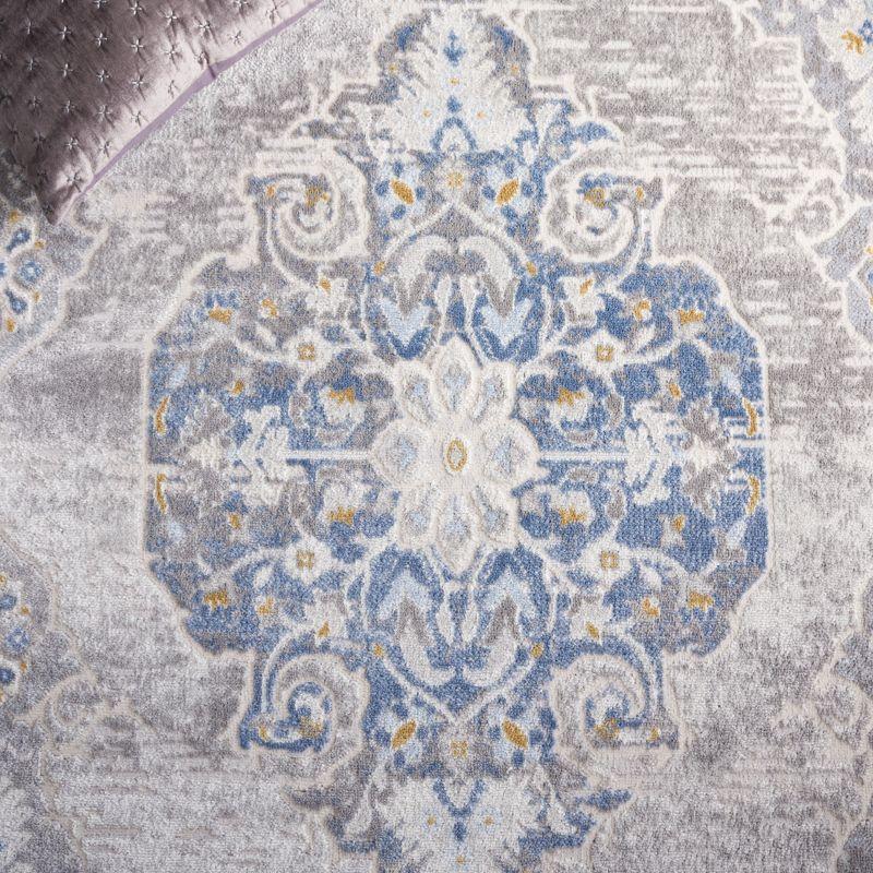 Palma Blue and Gray Round Oriental Synthetic Rug