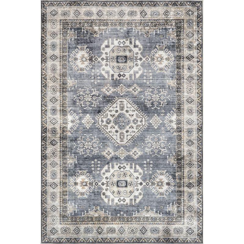 Nuloom Evelina Traditional Spill Proof Treated Pet Friendly Premium Machine Washable Area Rug, 8' x 10', Blue