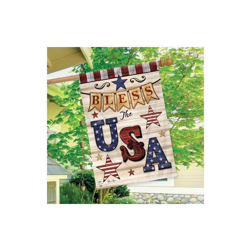 Briarwood Lane Bless The USA Patriotic House Flag Primitive Stars Stripes Double-Sided 28"x40"