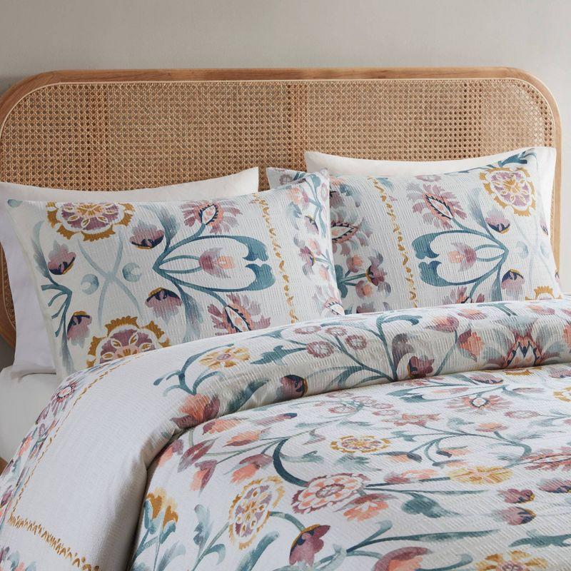 Boho-Chic Floral Print Full/Queen Duvet Cover Set