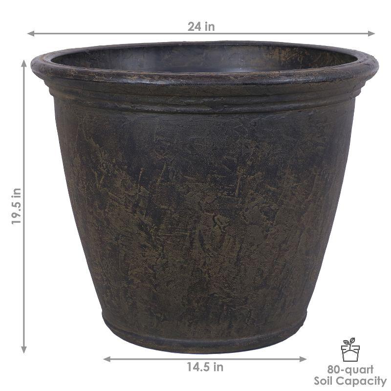 Anjelica Rustic Sable 24" Double-Walled Polyresin Outdoor Planter