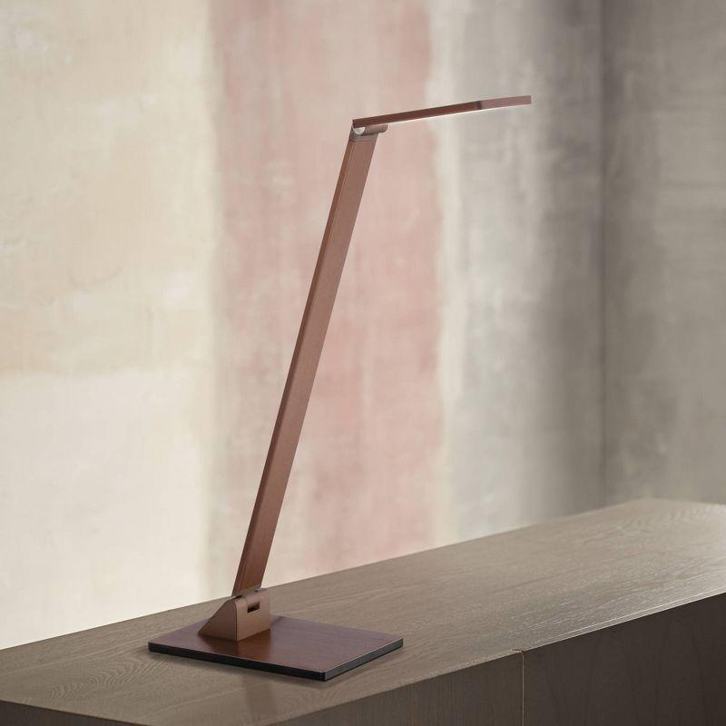 Possini Euro Design Bentley Modern Desk Lamp 21" High French Bronze Aluminum Metal LED Touch On Off Adjustable Head for Bedroom Living Room Office