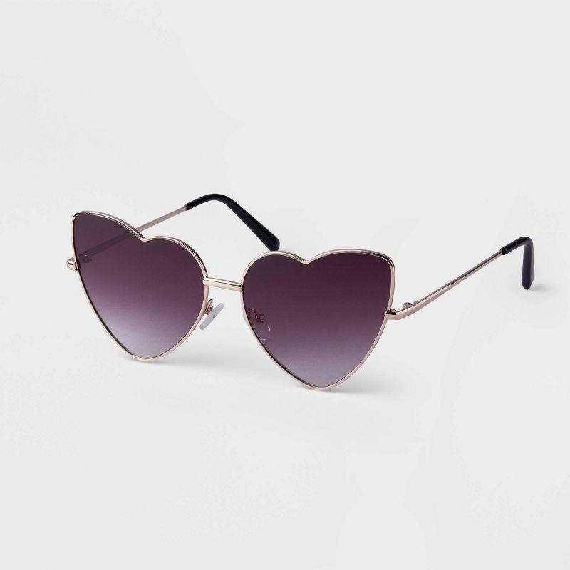 Gold Heart-Shaped Metal Frame Sunglasses