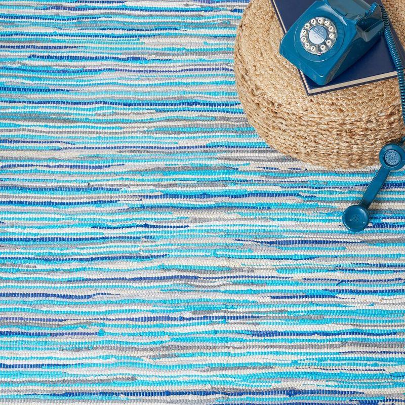 Rag Rug RAR129 Hand Woven Indoor Runner Rug - Turquoise/Multi - 2'3"x7' - Safavieh.