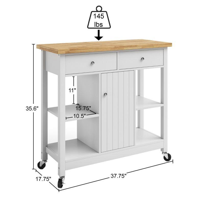 Kitchen Island with Drawers – Rolling Cart with Locking Casters – Use as Coffee Bar, Microwave Stand, or Shelves for Storage by Lavish Home (White)