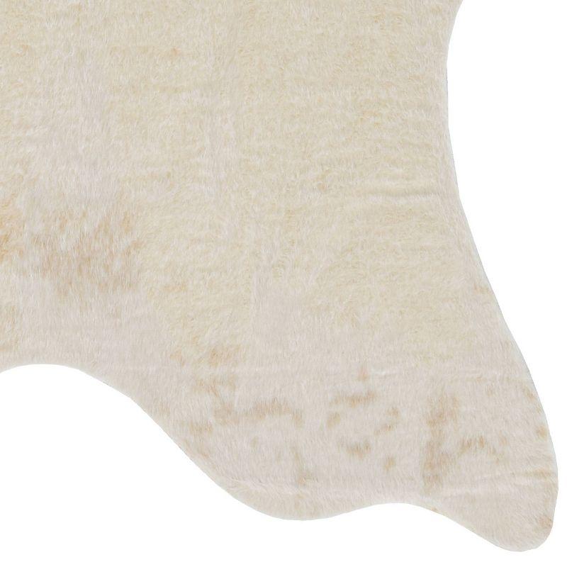 Ivory Tufted Rectangular 5' x 7' Synthetic Cowhide Rug