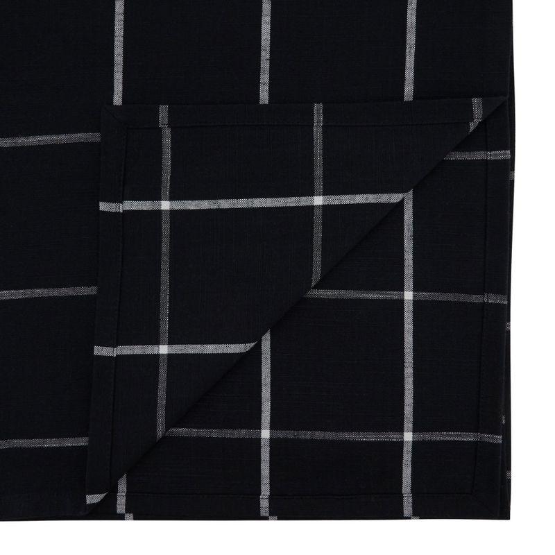 Saro Lifestyle Dining Table Runner With Large Plaid Design, Black, 16" x 72"