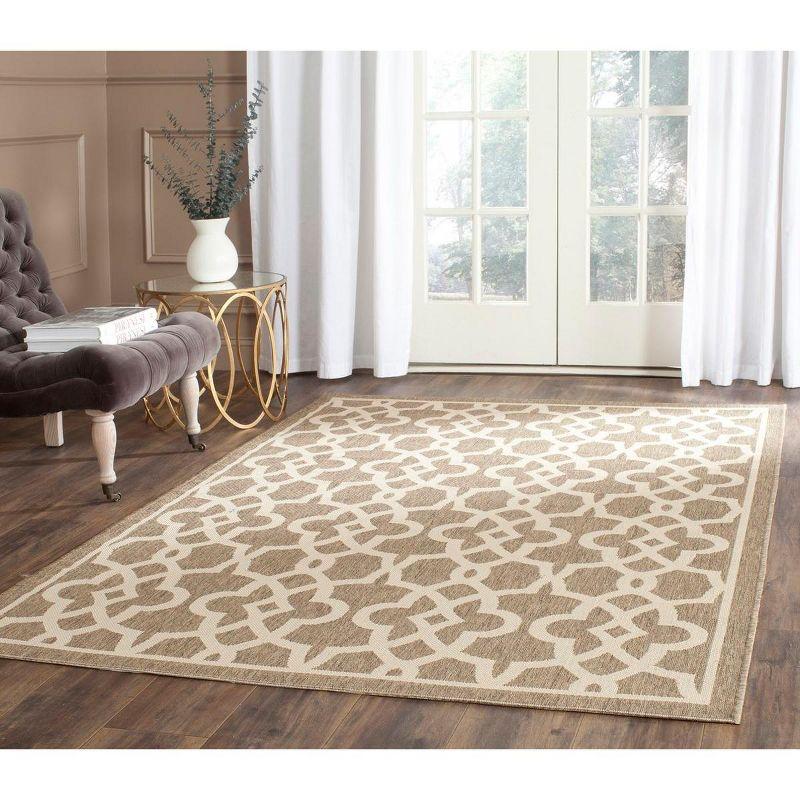 Mocha & Beige Easy-Care Synthetic 5'3" x 7'7" Indoor/Outdoor Rug