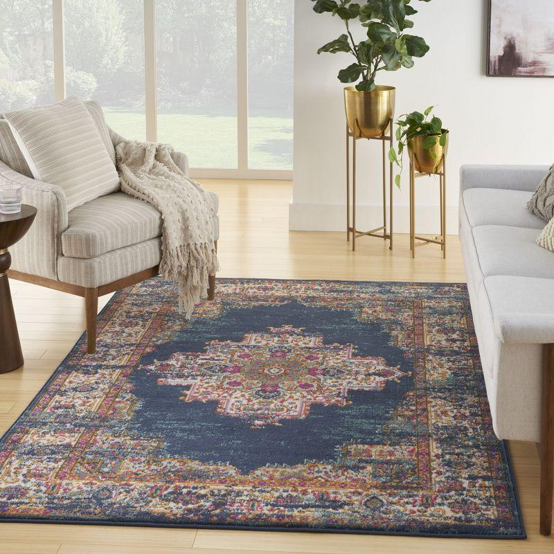 Nourison Passion Medallion Bohemian Indoor Rug Navy 5'3" x 7'3"