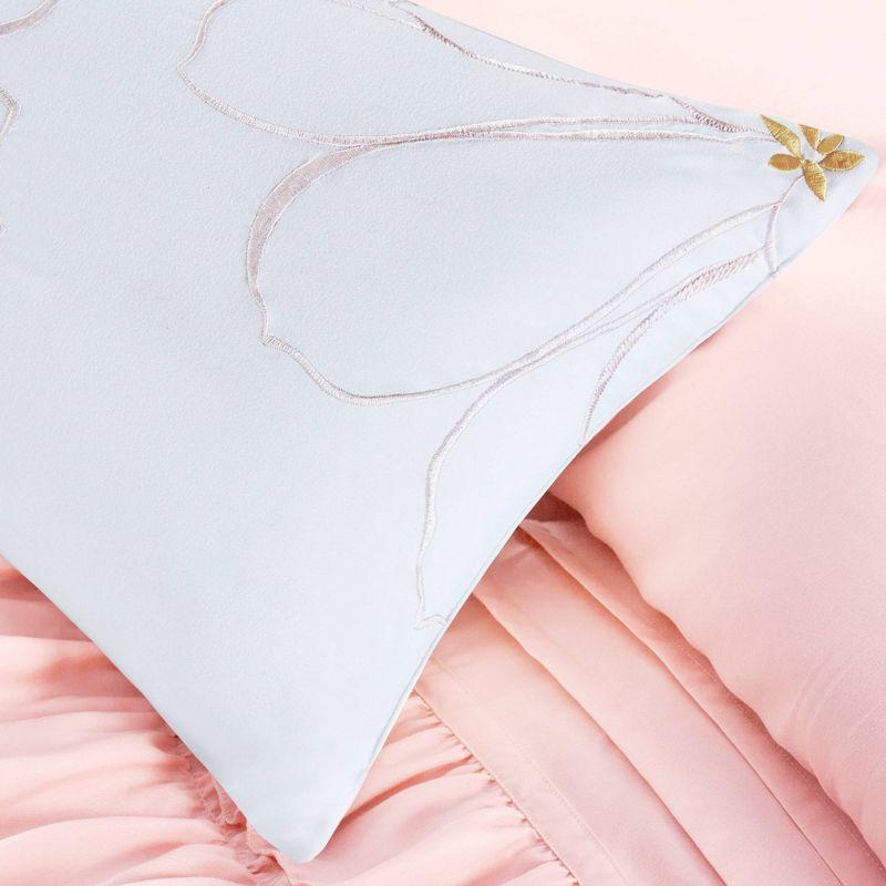 Blush Microfiber Ruffle Reversible Full Comforter Set