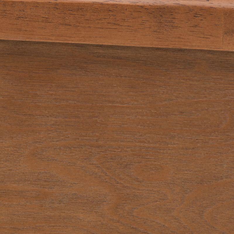 Baxton Studio Eridian Mid-Century Modern Walnut Brown Finished Wood and Natural Rattan Queen Size Platform Bed