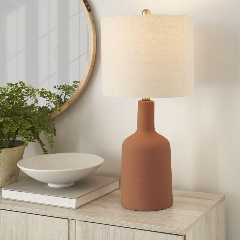 22" Terracotta Ceramic Table Lamp with White Shade