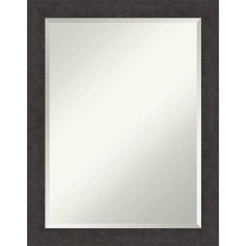 Espresso Rustic Plank 34" Woodgrain Textured Wall Mirror