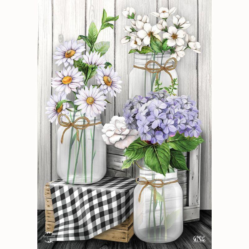 Checkered Mason Jars Spring House Flag Daisies Floral 28" x 40" Briarwood Lane