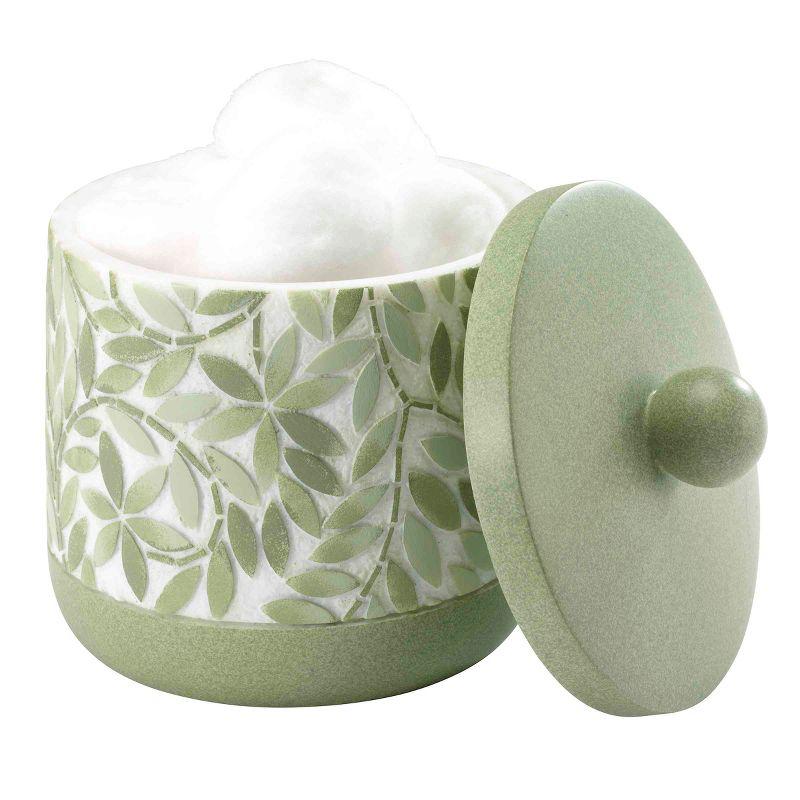 Green Leaf Pattern Resin Lidded Storage Box