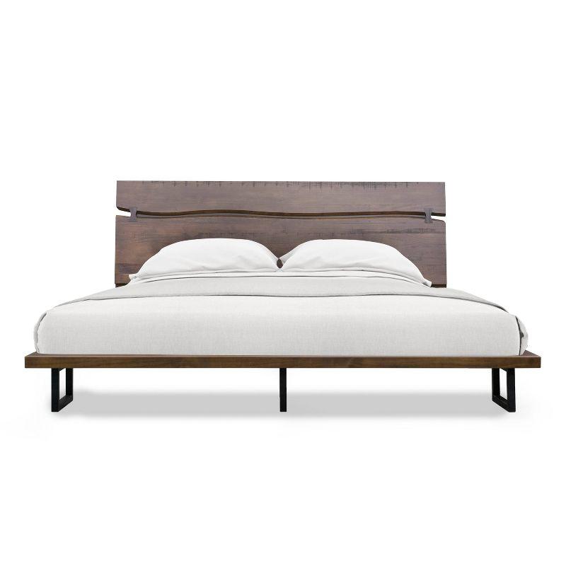 Pasco King Black and Brown Pine Platform Bed