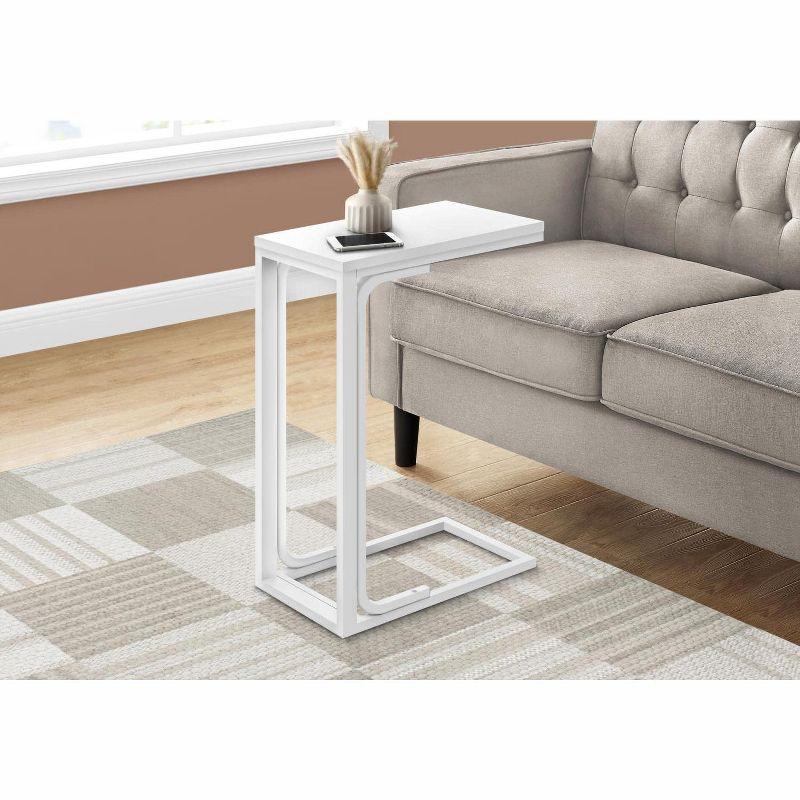 Monarch Specialties Accent Table C-Shaped End Side Snack Living Room Bedroom Metal Laminate White Contemporary Modern