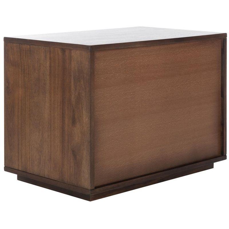 Transitional Acacia Wood Nightstand with Slim Metal Pull - Brown