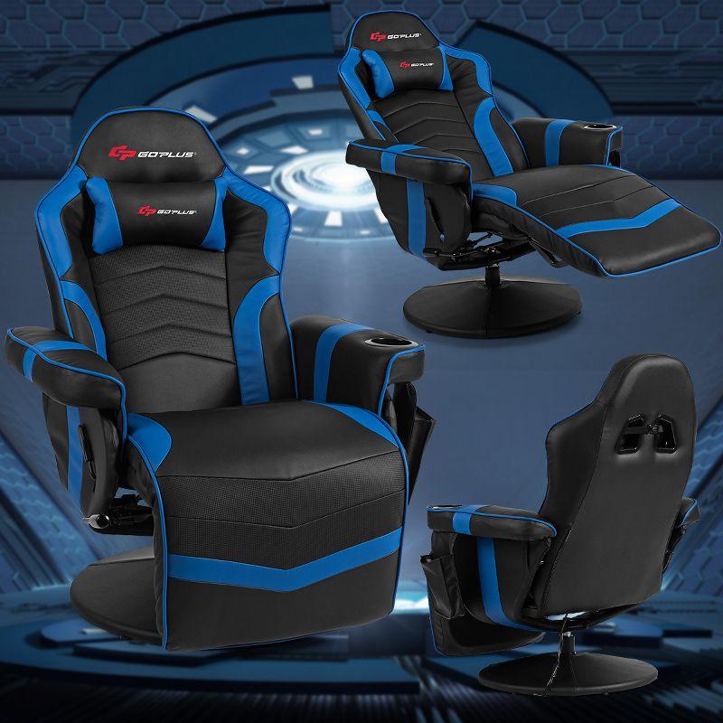 Costway Massage Gaming Recliner Reclining Racing Chair Swivel Blue