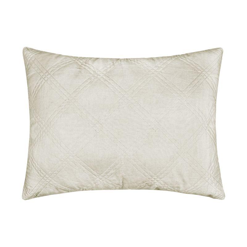 Natural Linen Quilted Standard Sham with Cotton Back