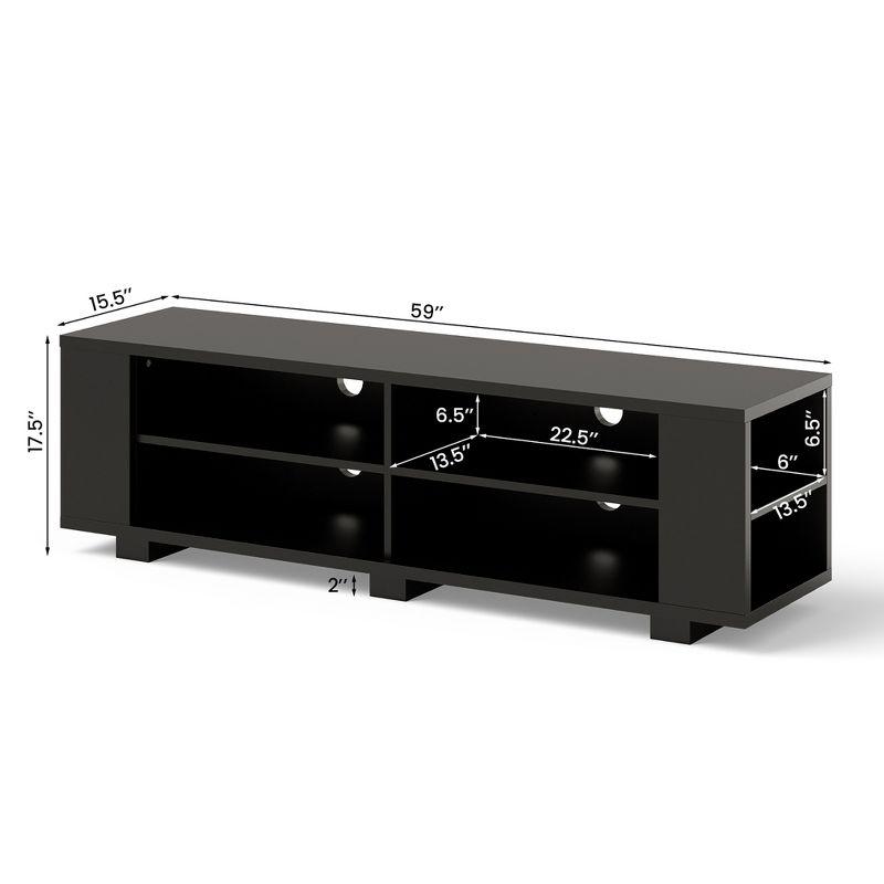 Costway 59'' Wood TV Stand Console Storage Entertainment Media Center w/ Adjustable Shelf