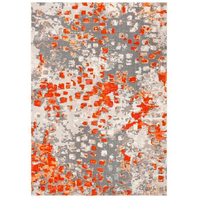 Monaco MNC225 Power Loomed Indoor Area Rug - Grey/Orange - 10'x14' - Safavieh