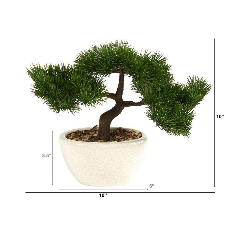 Nearly Natural 10-in Cedar Bonsai Artificial Tree in Decorative Planter