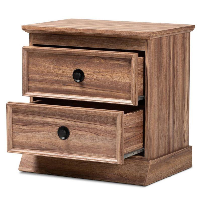 Ryker Oak Finished 2 Drawer Wood Nightstand Brown - Baxton Studio